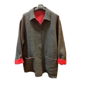 Isabella Alpaca Coat reversible Red Black Gray Color Size XL 85% Alpaca Womens